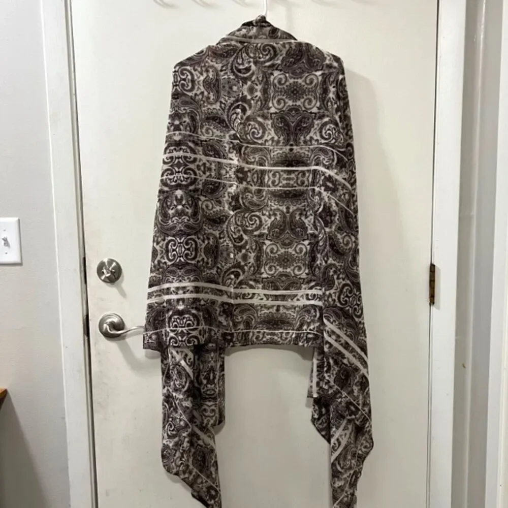 Madewell Brown Paisley Oversized Rectangle Scarf Shawl Wrap Boho One Size